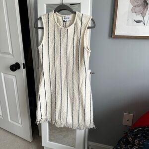 Aligne Cream Sleeveless Striped Shift Dress